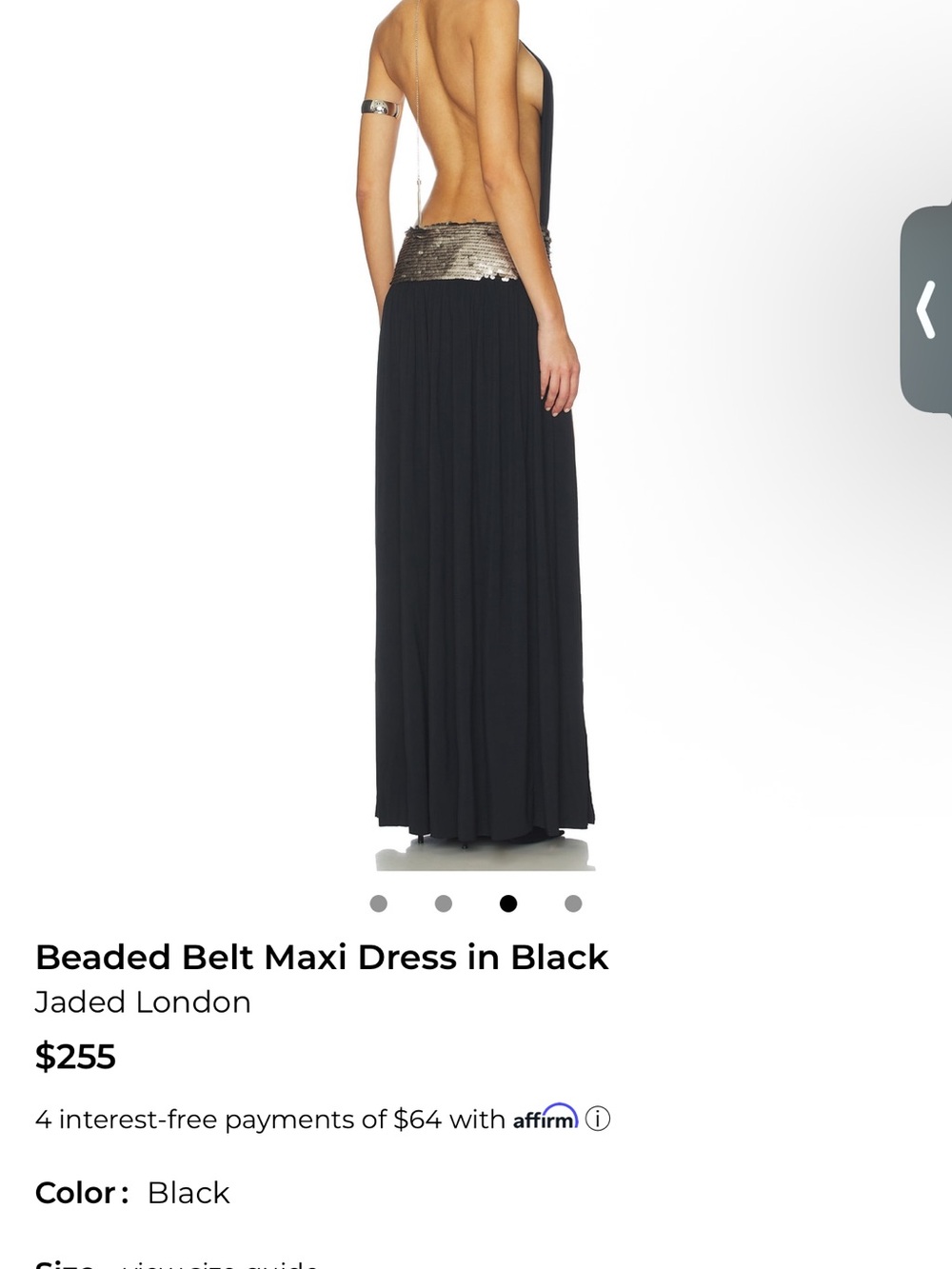 Jaded London Black Maxi Dress with Gold Sequin Belt - Picture 2 of 5